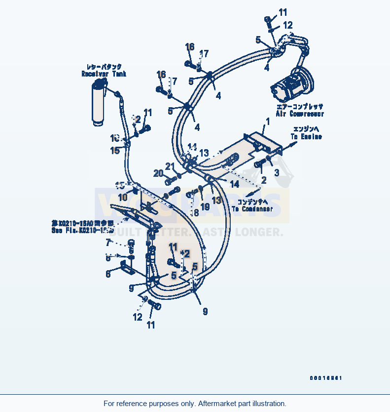 Komatsu WA200-5 Air Conditioner (Piping) Serial B10001-UP parts diagram