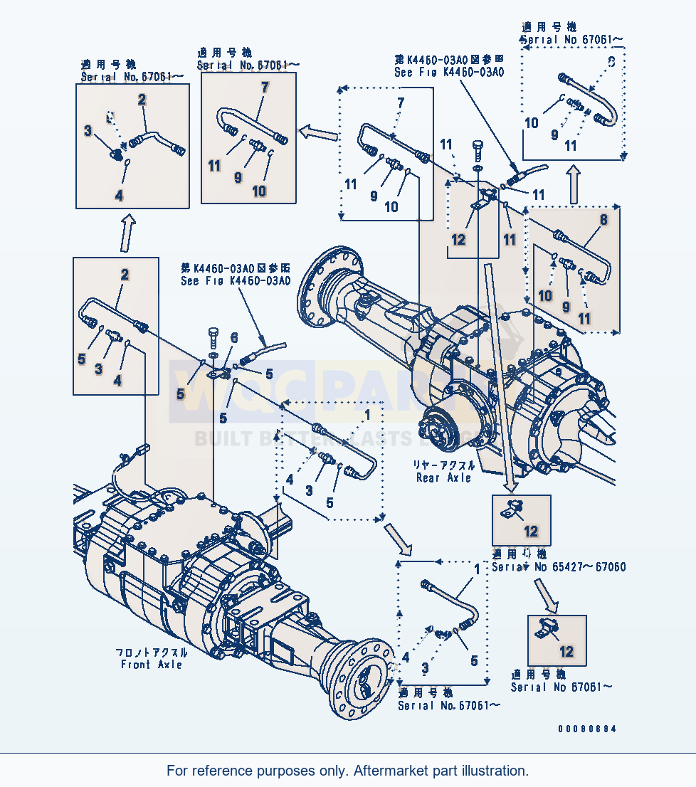 Komatsu WA200-5 Brake Piping Serial 65001-UP (OVERSEAS VERSION) parts diagram