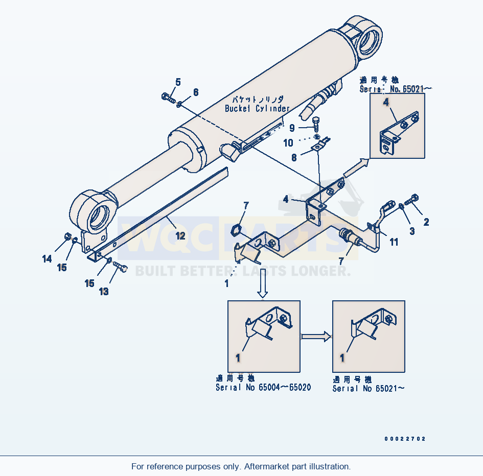 Komatsu WA200-5 Bucket Positioner Serial 65001-UP parts diagram