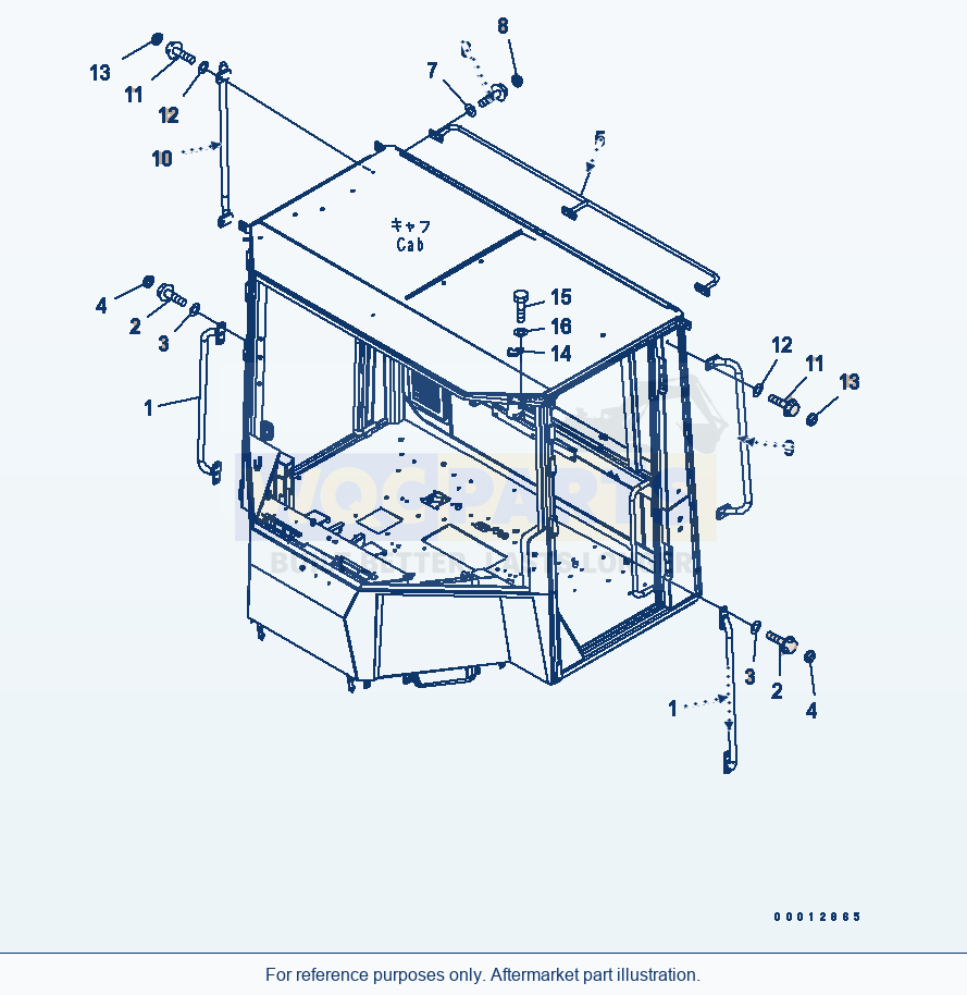 Komatsu WA200-5 Hand Rail (For 2-Persons Cab) parts diagram