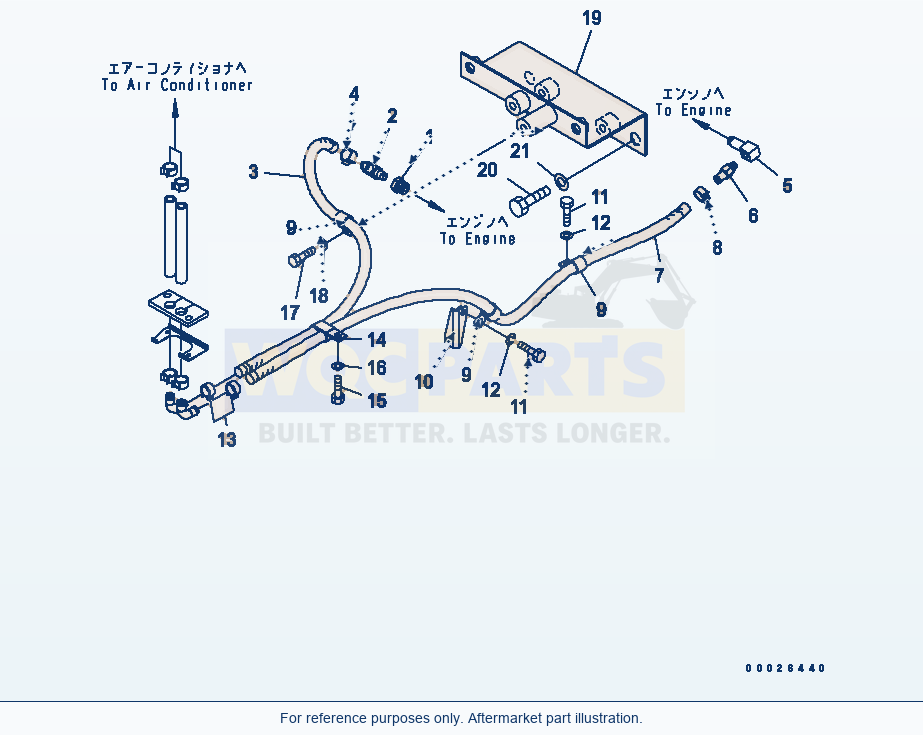 Komatsu WA200-5 Heater Piping (Heater And Defroster) parts diagram
