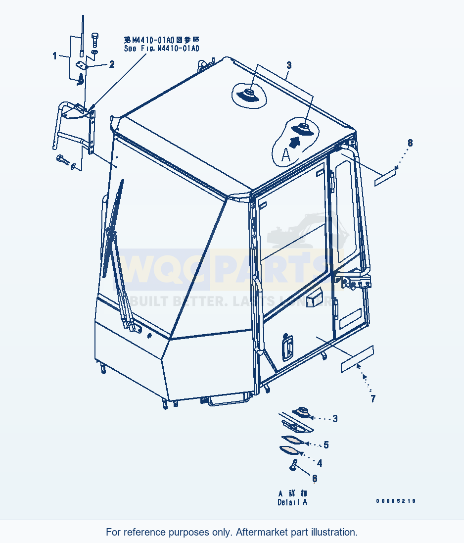 Komatsu WA200-5 Rops Cab (Antenna, Speaker, Mark) parts diagram