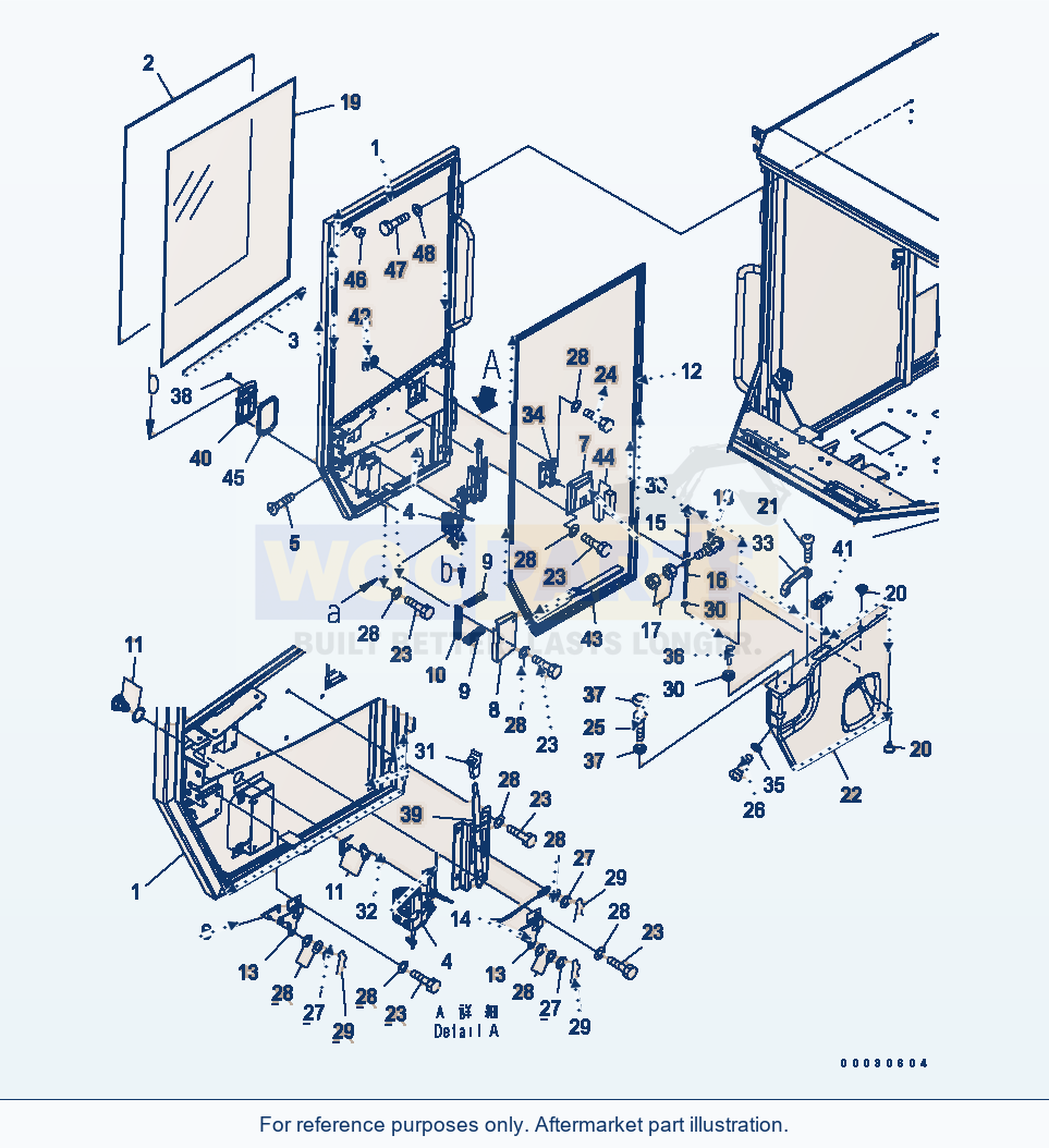 Komatsu WA200-5 Rops Cab (Door R.H.) (Except Japan)(#65578-) parts diagram