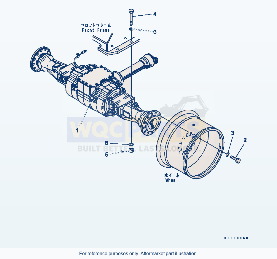 Komatsu WA200-5 Front Axle Mounting Serial 65001-UP parts diagram