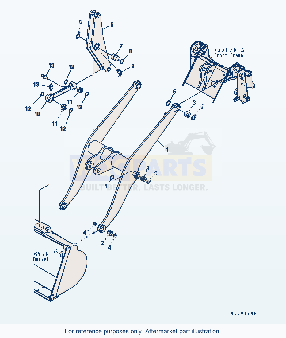 Komatsu WA200-5 Lift Arm And Bell Crank (Boom)(#69294-) parts diagram