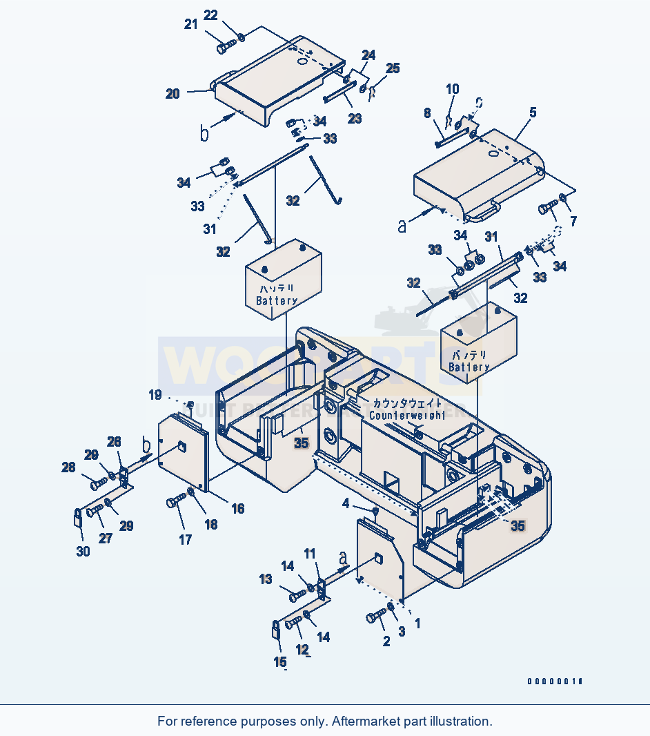 Komatsu WA200-5L Battery Box parts diagram