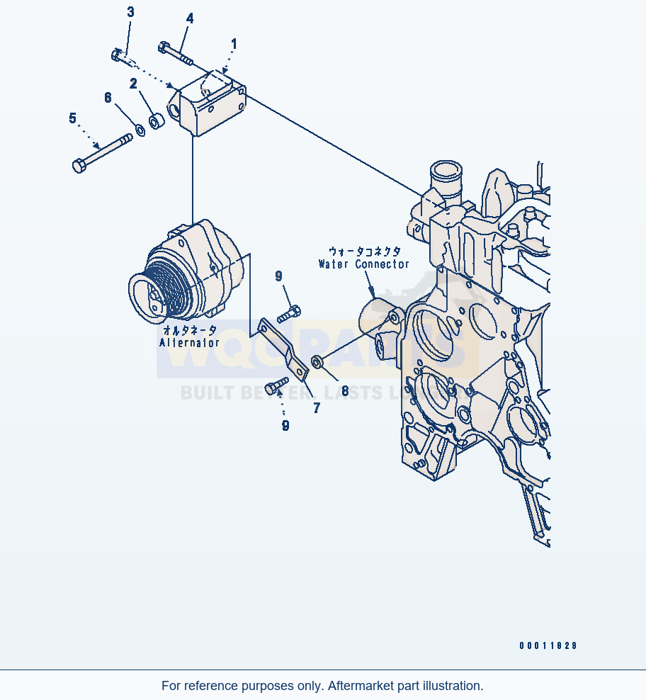 Komatsu WA200-5L Alternator Mounting parts diagram