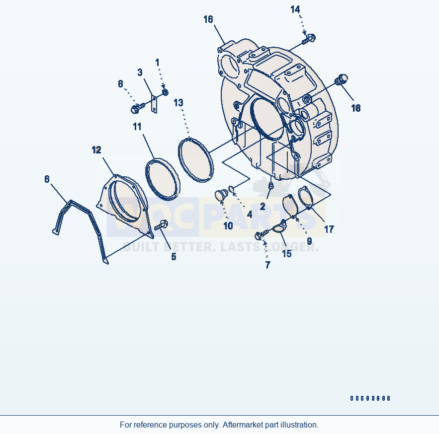 Komatsu WA200-5L Flywheel Housing parts diagram