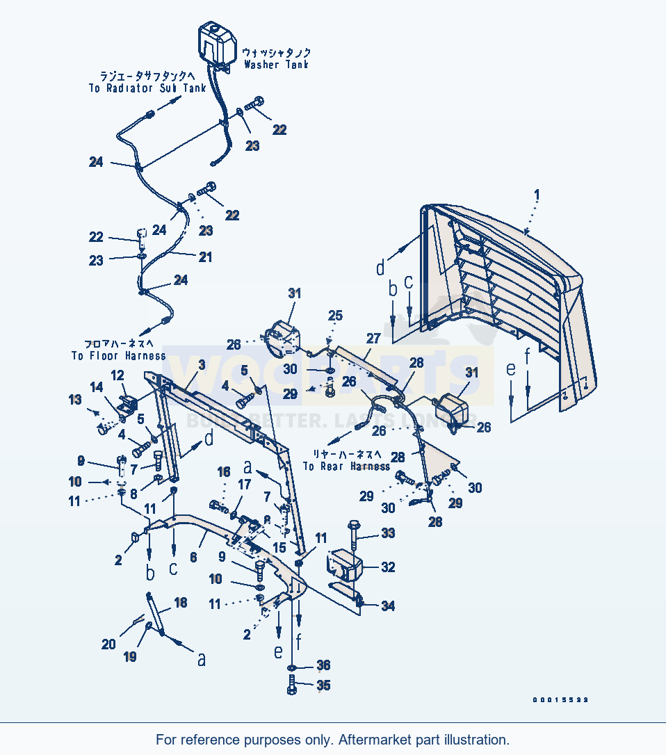 Komatsu WA200-5L Hood (Radiator Guard) parts diagram