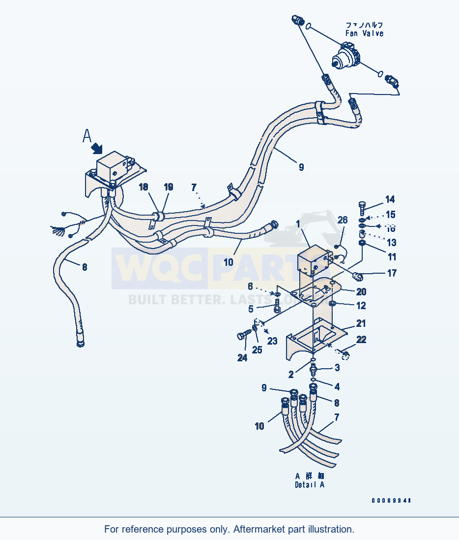 Komatsu WA200-5L Auto-Reverse Fan Piping (Waste Handler) parts diagram