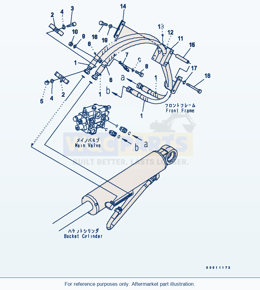 Komatsu WA200-5L Hydraulic Piping (Bucket Cylinder) parts diagram