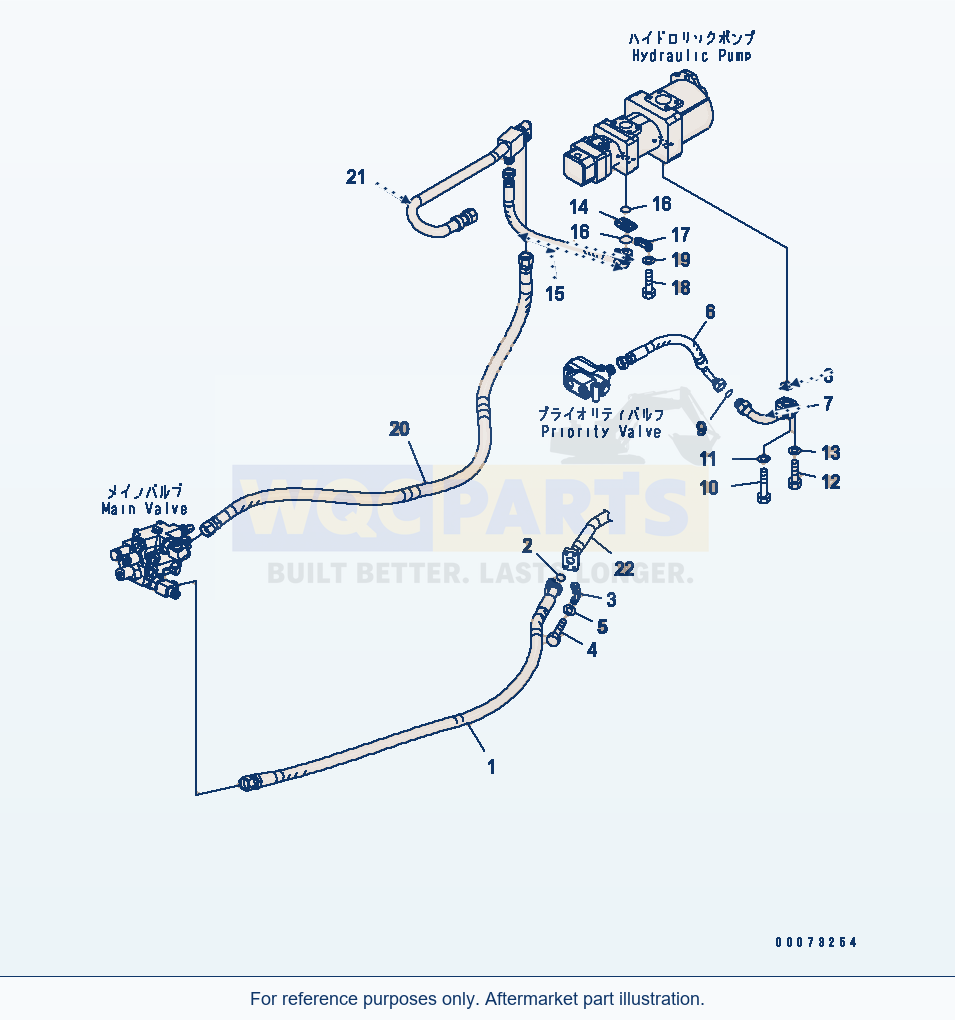 Komatsu WA200-5L Hydraulic Piping (Drain Line Hose) parts diagram