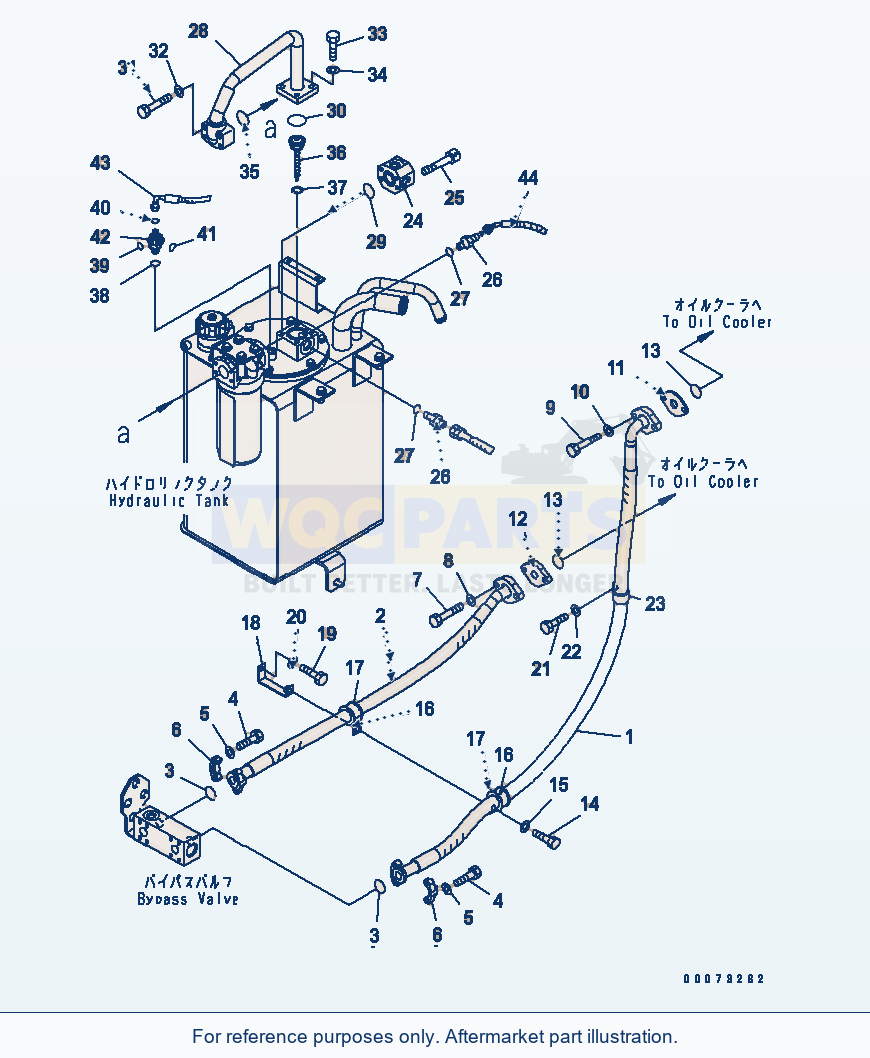 Komatsu WA200-5L Hydraulic Piping (Oil Cooler To Valve Line) parts diagram
