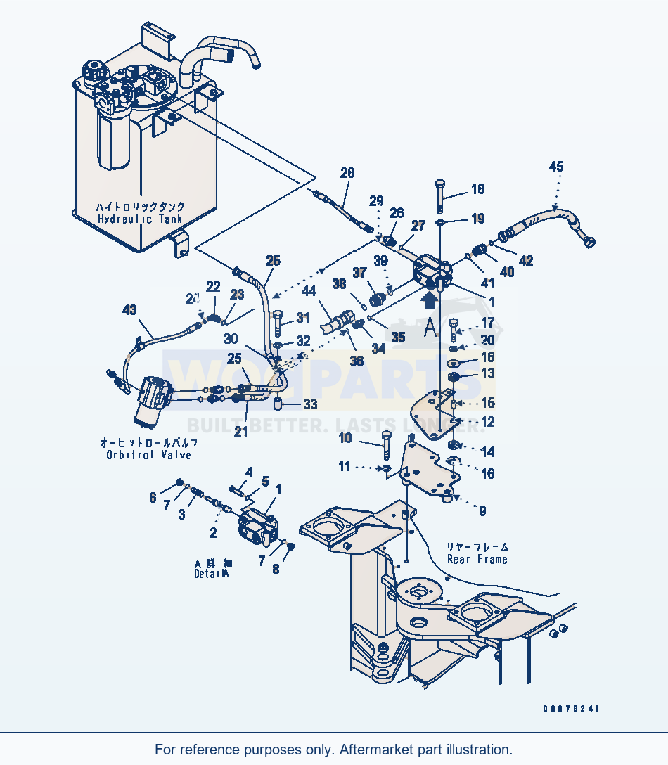 Komatsu WA200-5L Steering Valve Piping parts diagram