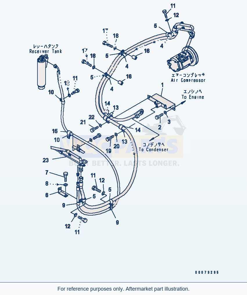 Komatsu WA200-5L Air Conditioner (Compressor Piping) parts diagram