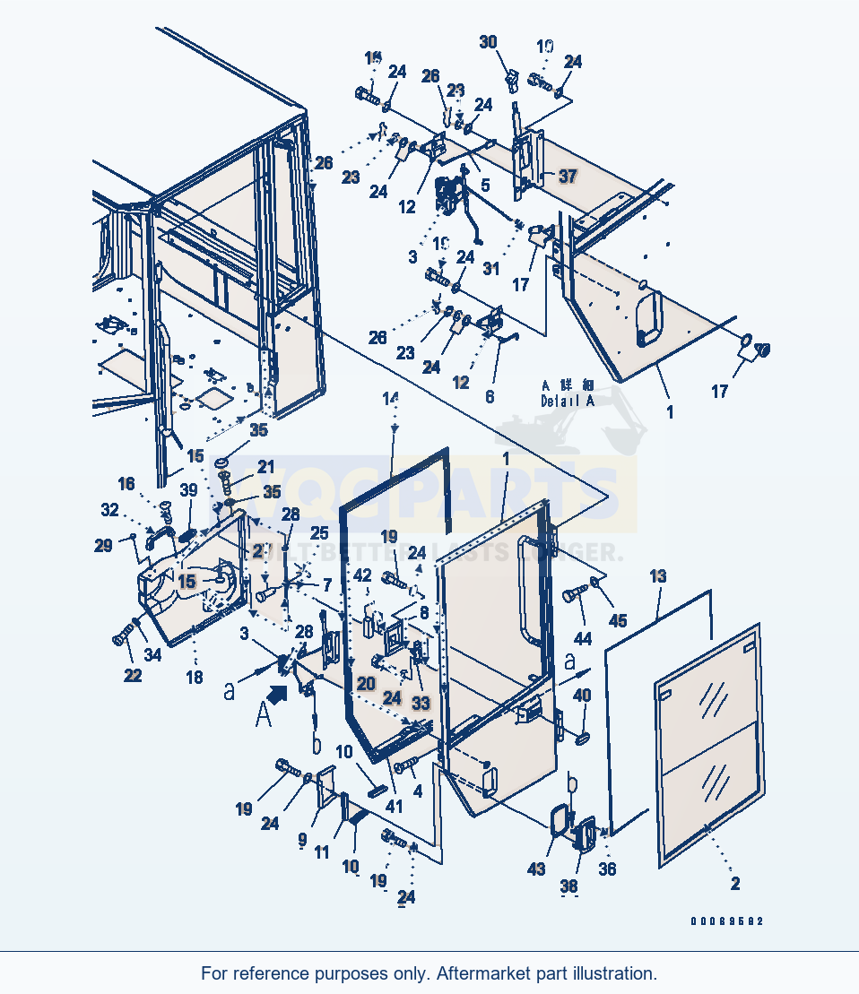 Komatsu WA200-5L Rops Cab (Door L.H.) parts diagram