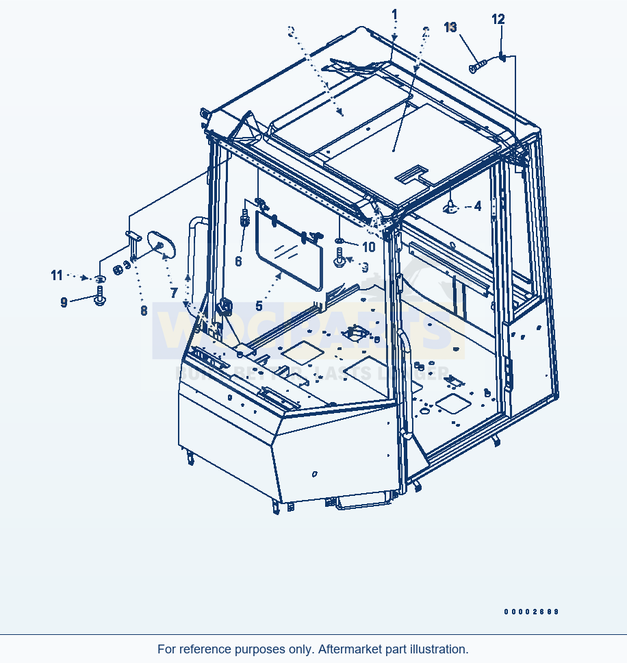 Komatsu WA200-5L Rops Cab (Roof Pad) parts diagram