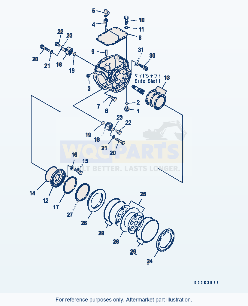 Komatsu WA200-5L Rear Axle (Cover And Brake) parts diagram