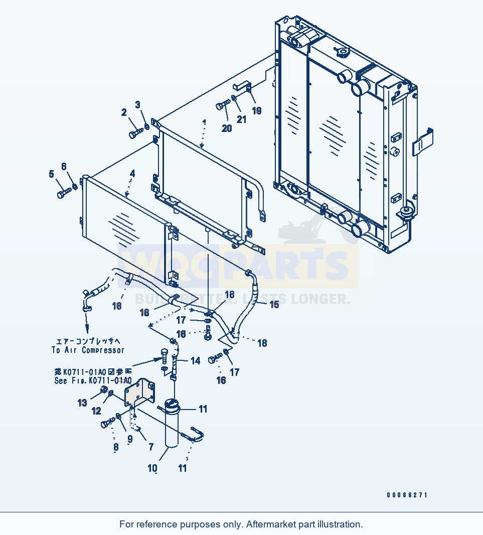 Komatsu WA200-6 Radiator (Air Conditioner) parts diagram