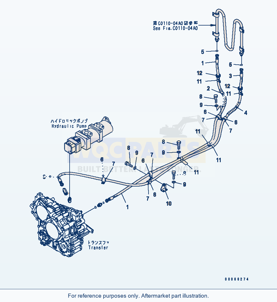 Komatsu WA200-6 Transfer Oil Cooler parts diagram