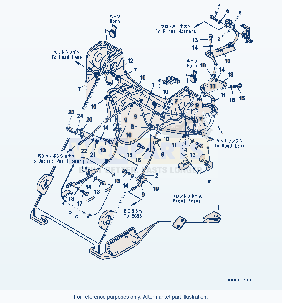 Komatsu WA200-6 Front Harness (For Boom Kick Out) parts diagram