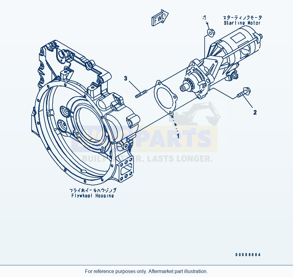 Komatsu WA200-6 Starting Motor Mounting (5.5Kw)(#26512630-) parts diagram