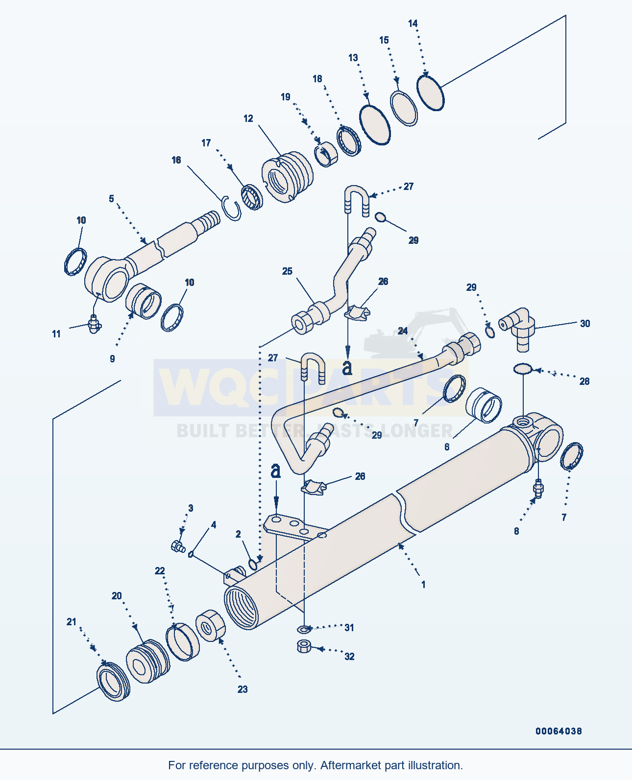 Komatsu WA200-6 Steering Cylinder Inner Parts, Rhs (#C10001-) parts diagram