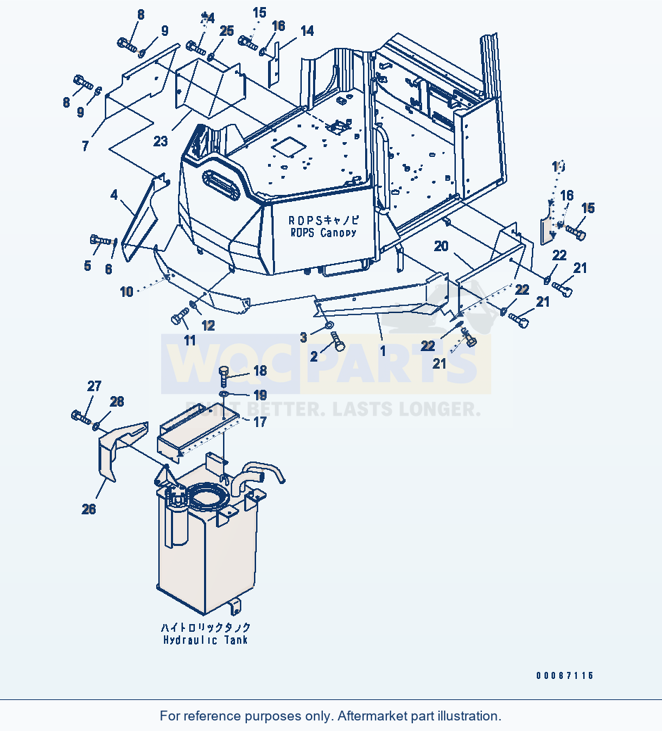 Komatsu WA200-6 Floor Cover (For Rops Canopy) parts diagram