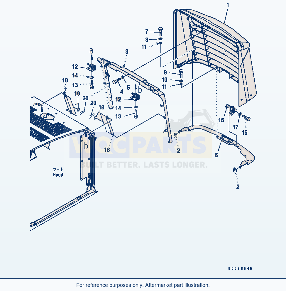 Komatsu WA200-6 Hood (Radiator Guard And Grille Mountig Parts) parts diagram