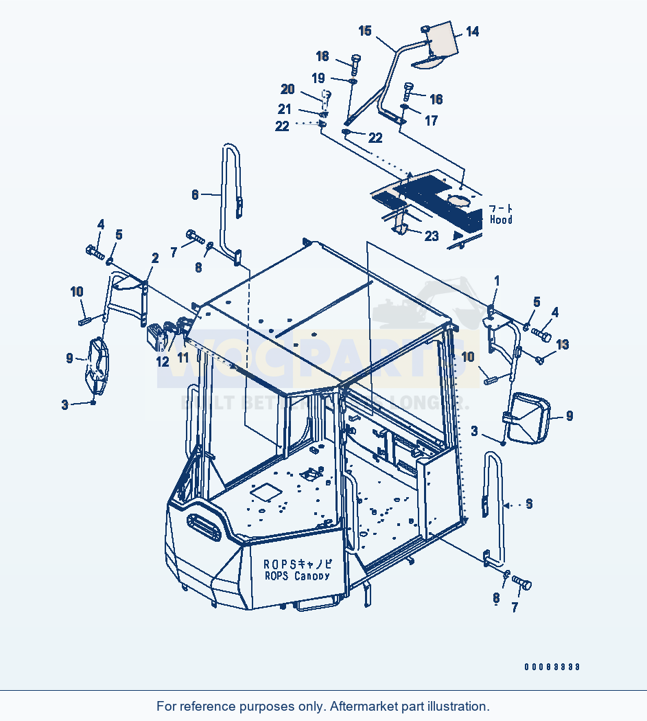 Komatsu WA200-6 Mirror (For Rops Canopy) parts diagram