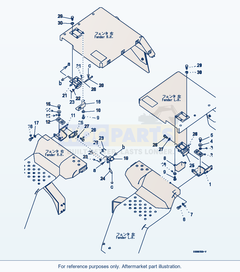 Komatsu WA200-6 Rear Fender (Hook And Dovetail) (Full Fender) parts diagram