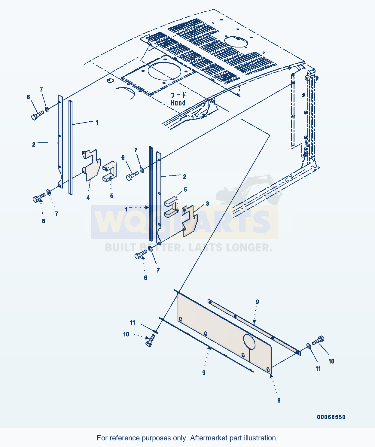 Komatsu WA200-6 Engine Hood Baffle Plate (#C10001-) parts diagram