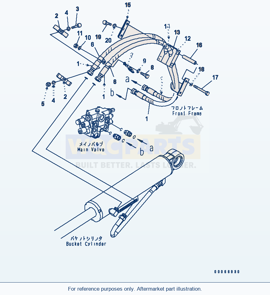 Komatsu WA200-6 Hydraulic Piping (Dump Cylinder Piping) parts diagram