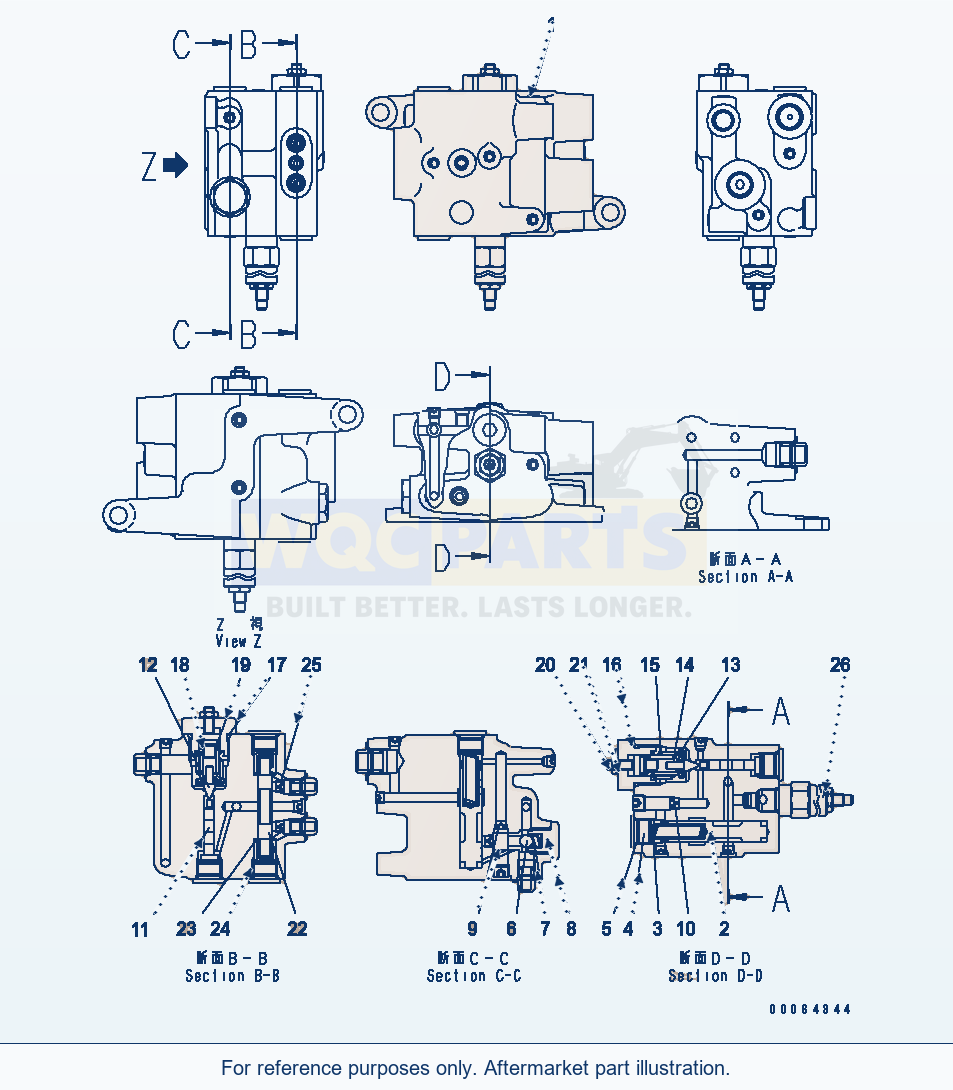 Komatsu WA200-6 Barake Control (Charge Valve Inner Parts) parts diagram