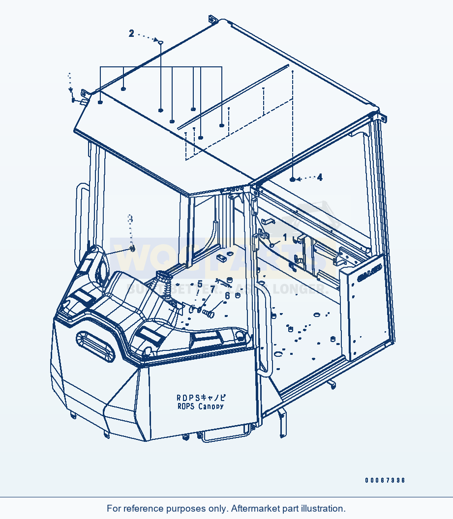 Komatsu WA200-6 Rops Canopy (Blank Parts) parts diagram