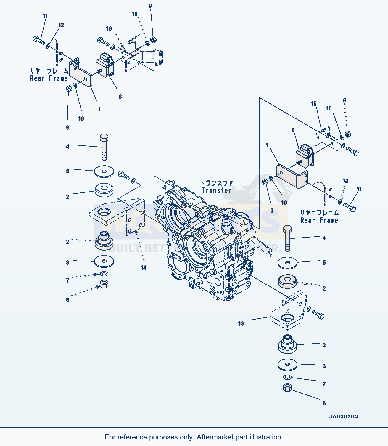 Komatsu WA200-6 Transfer Case Mounts (#C10001-) parts diagram