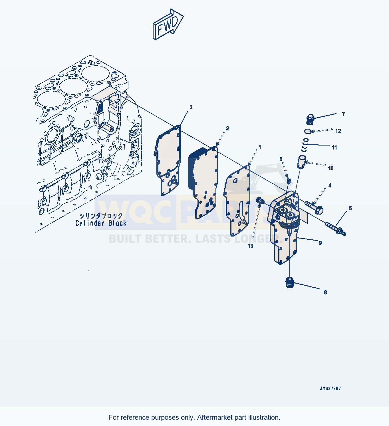 Komatsu WA200-7 Engine Oil Cooler (#26606209-) (Alc00-001001) parts diagram