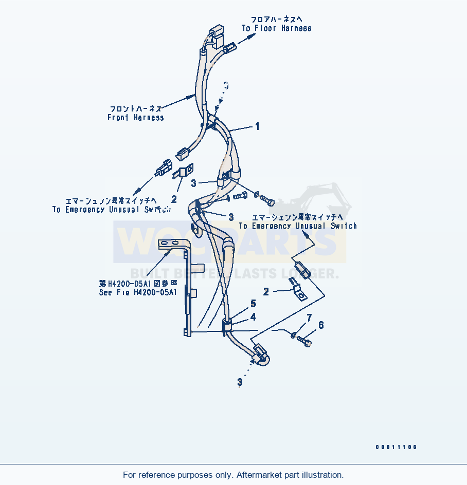 Komatsu WA200L-5 Emergency Steering Harness parts diagram