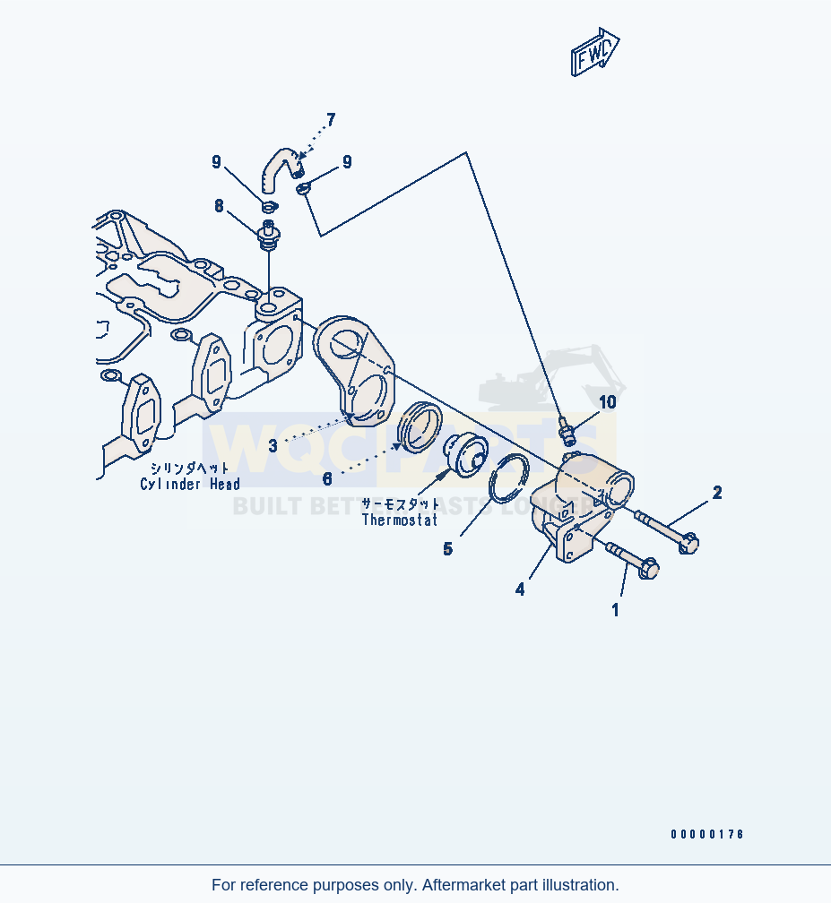 Komatsu WA200L-5 Thermostat Housing(#26302312-26340279) parts diagram