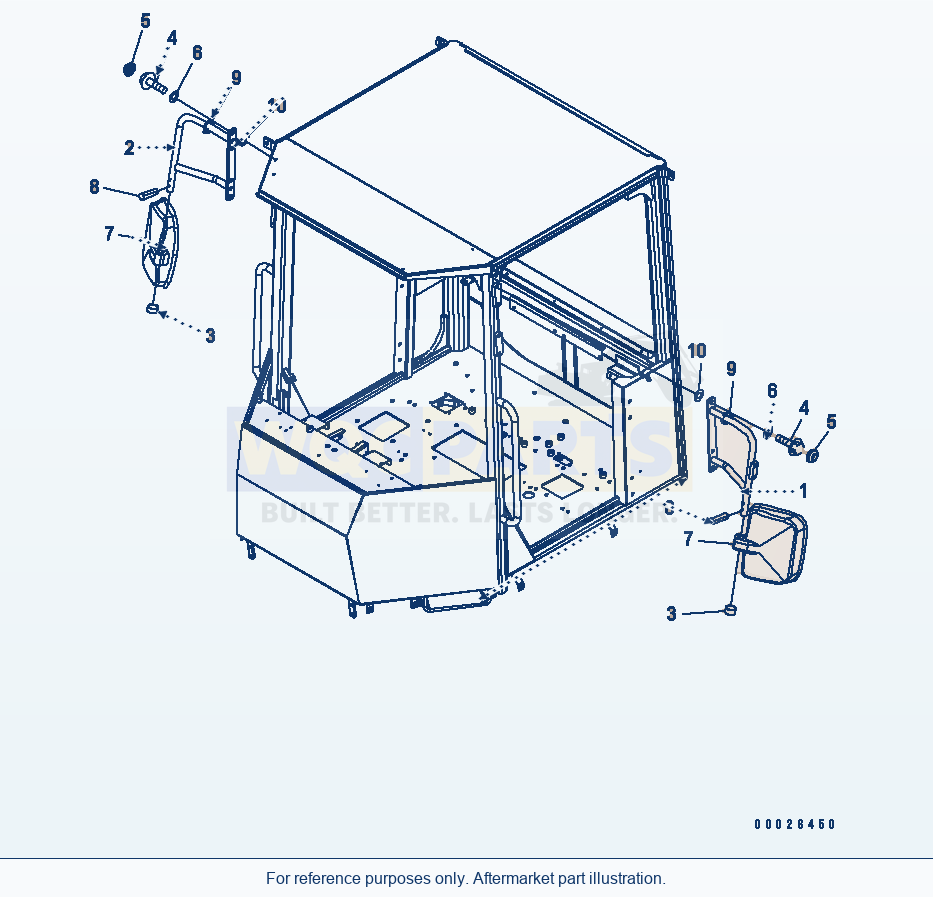 Komatsu WA200L-5 Mirror (For Canopy) parts diagram