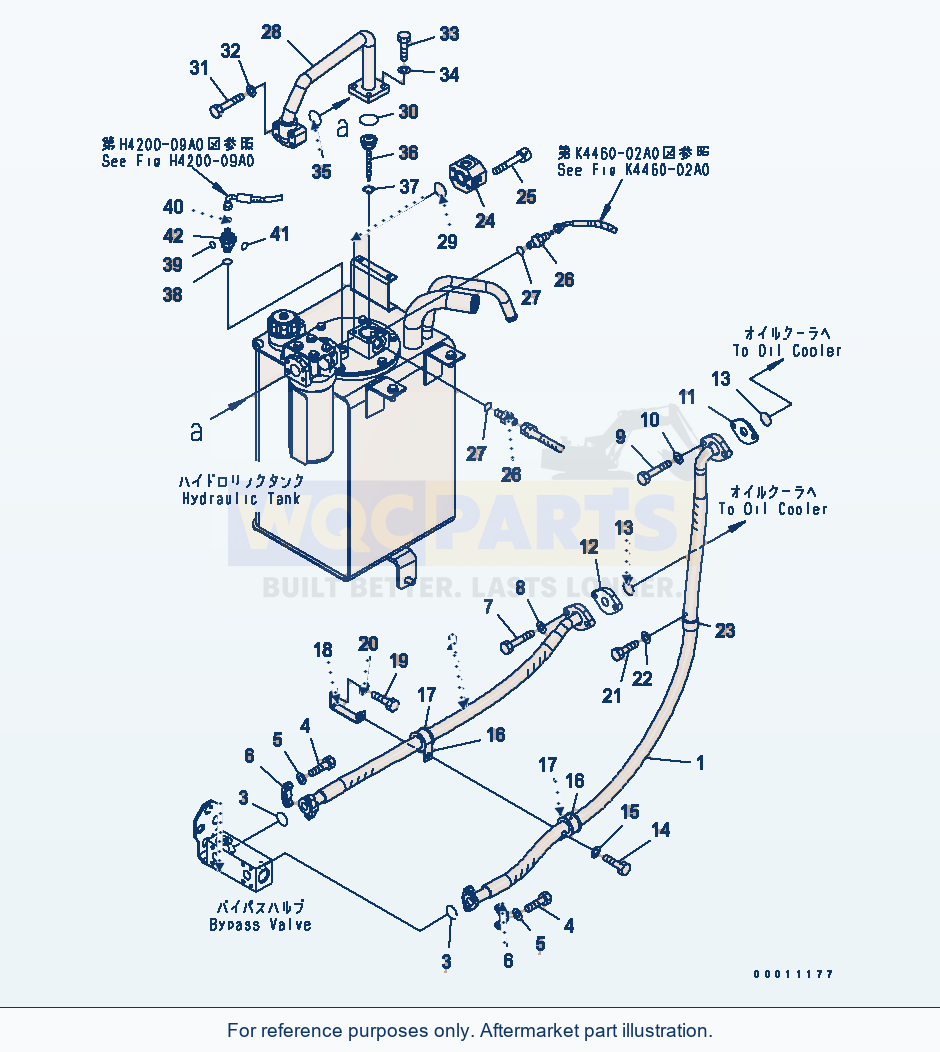 Komatsu WA200L-5 Hydraulic Piping (Return Line) (Oil Cooler) parts diagram