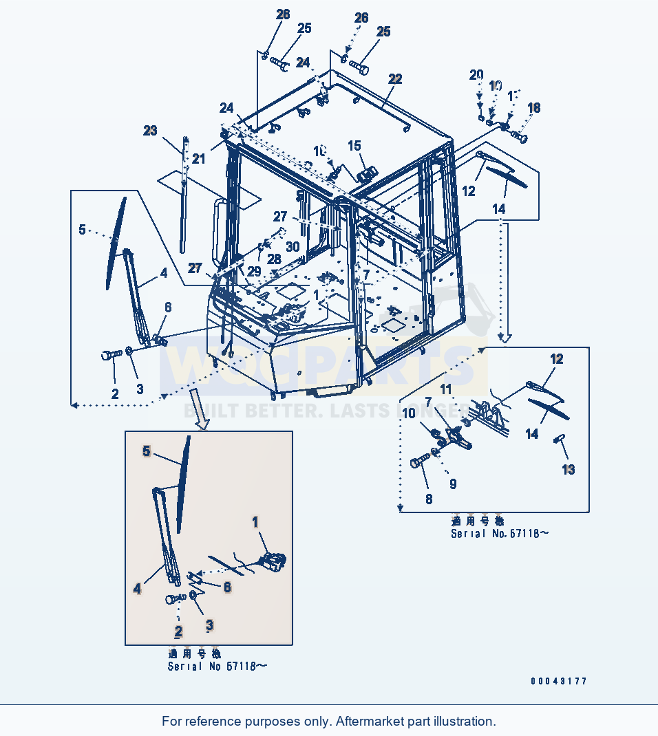 Komatsu WA200L-5 Rops Cab (Wiper) parts diagram