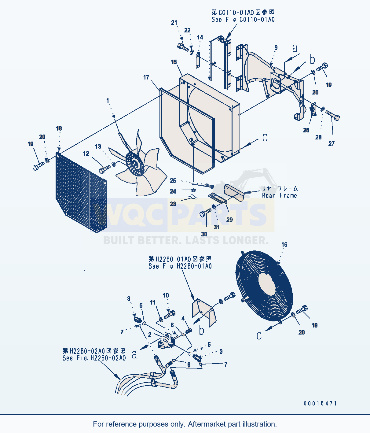 Komatsu WA200PT-5 Radiator (Fan Drive) parts diagram