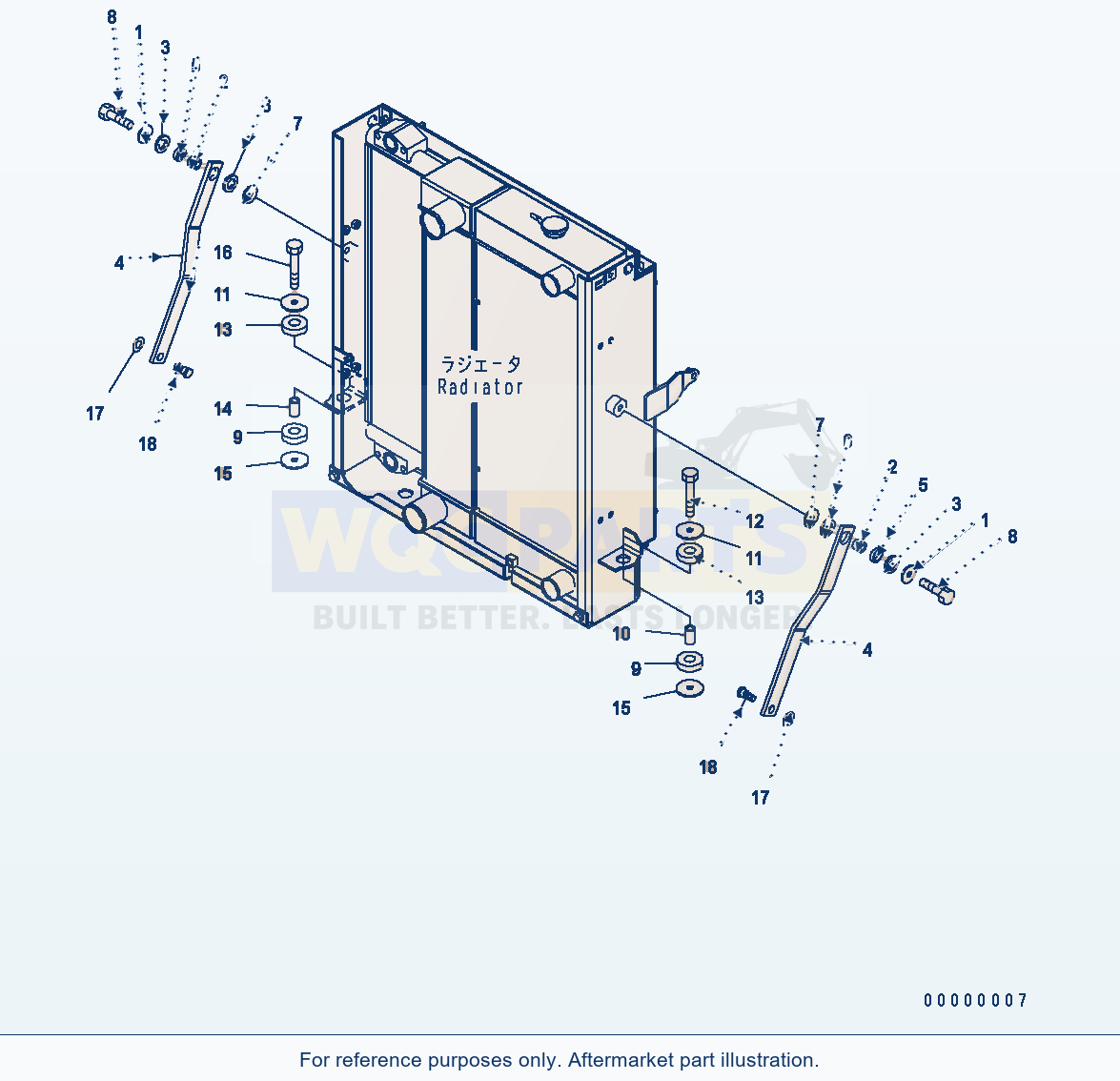 Komatsu WA200PT-5 Radiator Mount Serial H60051 - UP parts diagram