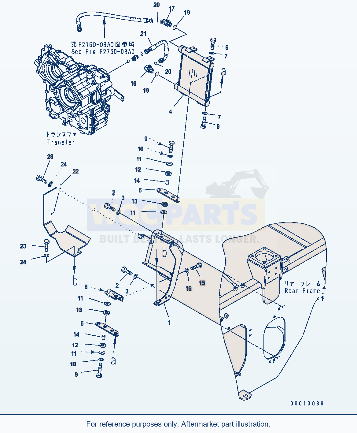 Komatsu WA200PT-5 Transfer Oil Cooler parts diagram