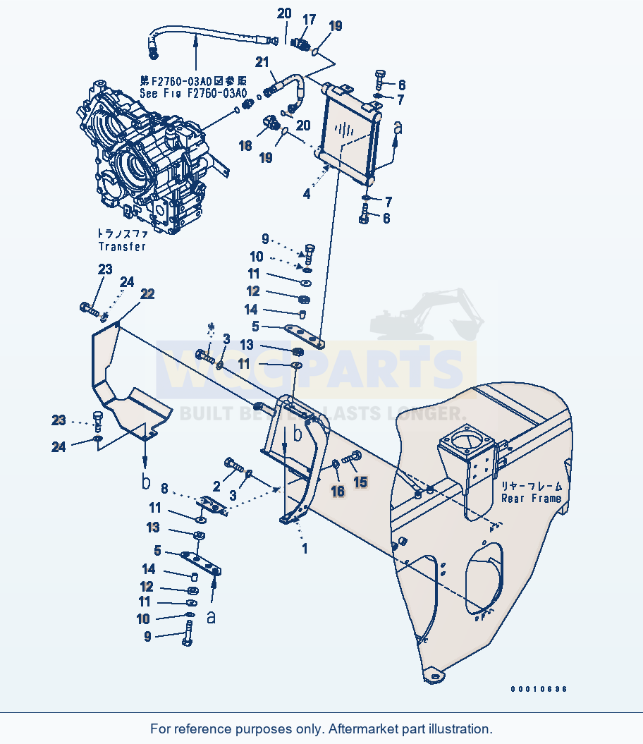 Komatsu WA200PT-5 Transfer Oil Cooler(#65001-65594) parts diagram