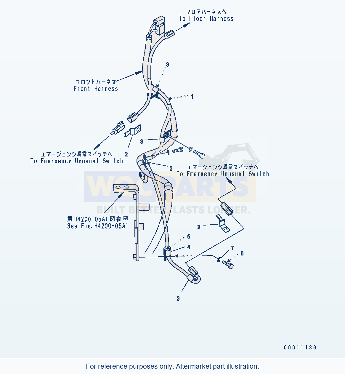 Komatsu WA200PT-5 Emergency Steering Harness parts diagram