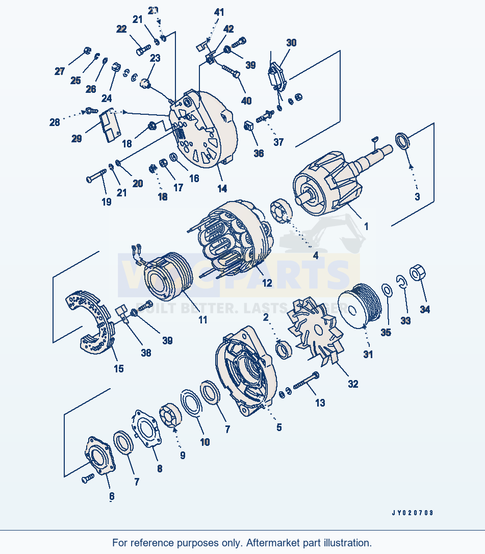 Komatsu WA200PT-5 Alternator (90A) (Inner Parts)(#26483404-) parts diagram