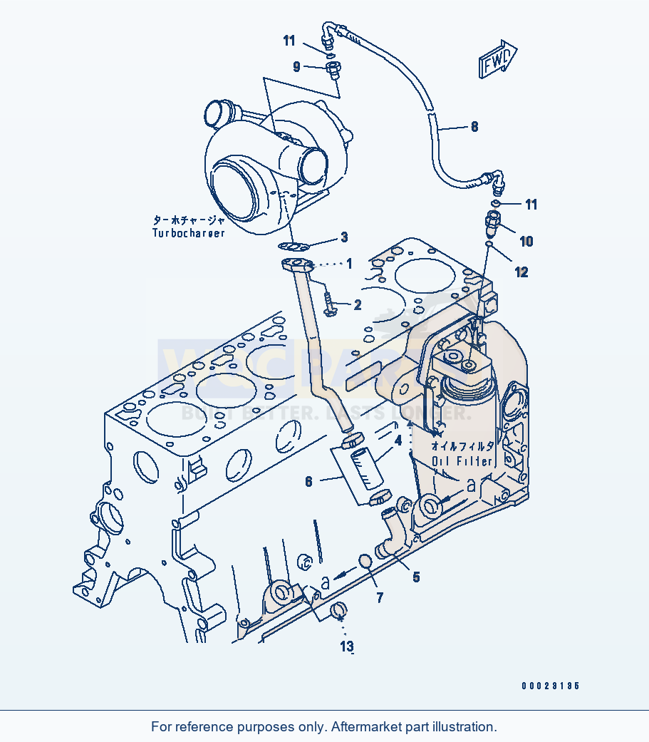 Komatsu WA200PT-5 Turbocharger Oil Piping(#26320577-) parts diagram