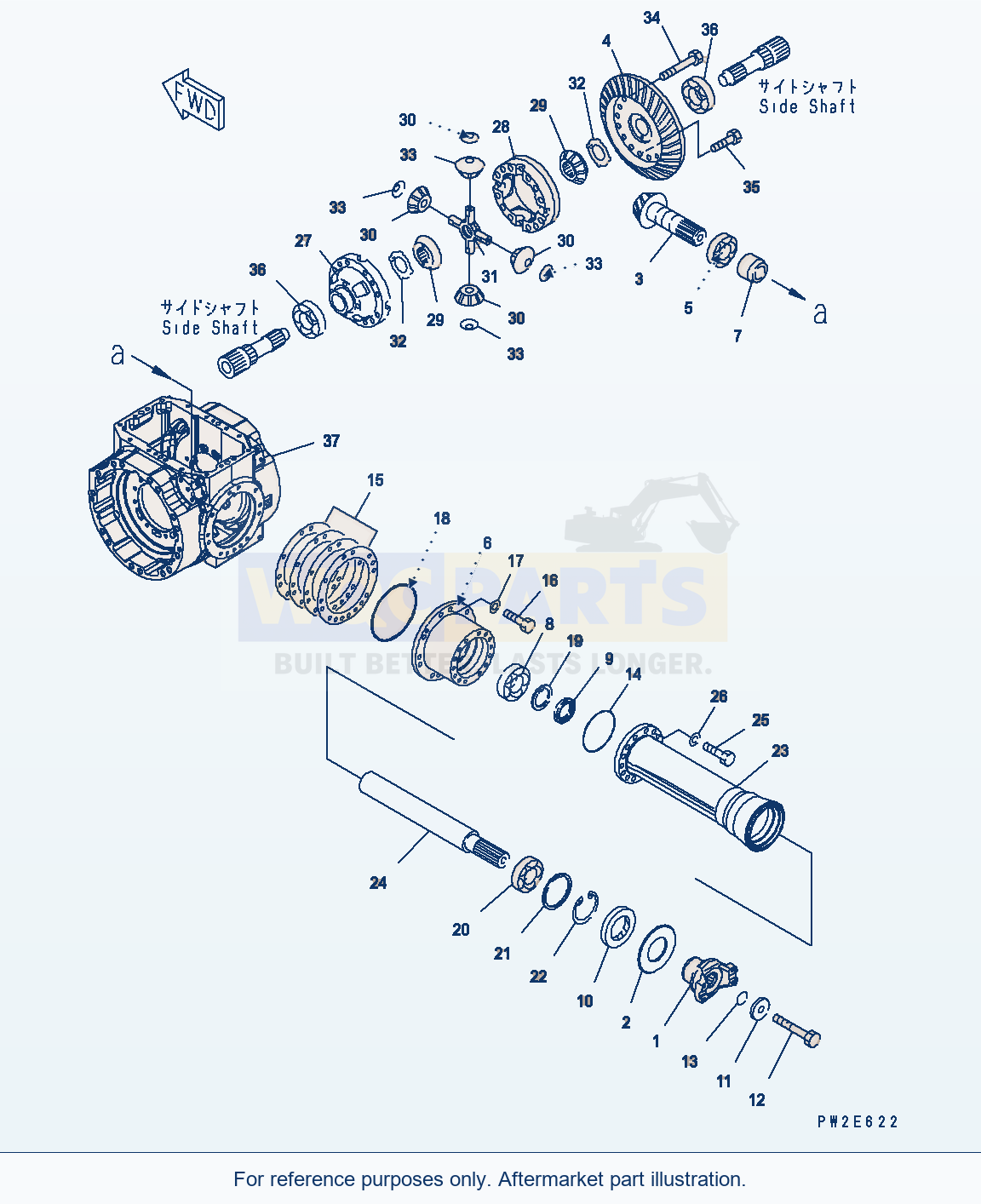 Komatsu WA200PT-5 Front Axle (Differential) Serial H60051 - UP parts diagram